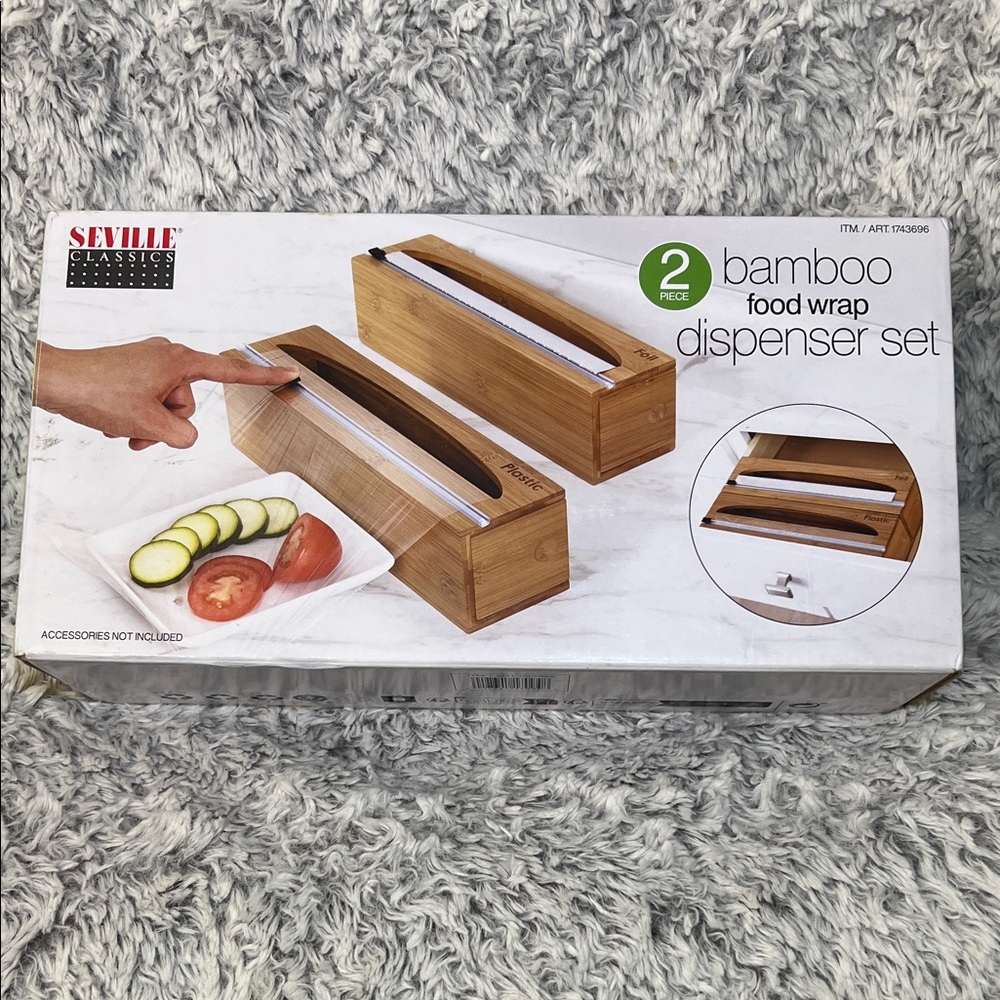 Seville Classics 2pc Bamboo Food Wrap Dispenser Set